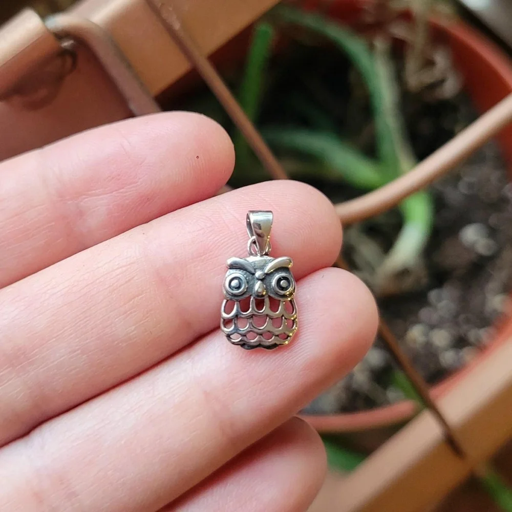New 925 Sterling Silver Dainty Owl Charm